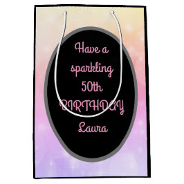 Luxus Gold und Pink Personalisiert 50. Geburtstag Mittlere Geschenktüte