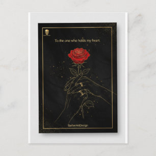 Luxus-Gold- und rote Rosen-Valentinstag-Dankeskart Postkarte