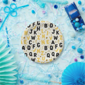 Luxus-Gold-und-Schwarz-Alphabet Pappteller (Party)