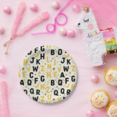 Luxus-Gold-und-Schwarz-Alphabet Pappteller (Party)
