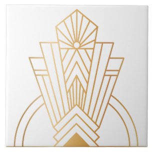 Luxus-Gold- und Schwarz-Art-Deco-Sonnenstrahl-Embl Fliese