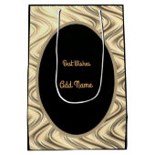 Luxus Gold und Schwarz Personalisiert 105. Geburts Mittlere Geschenktüte (Rückseite)