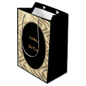 Luxus Gold und Schwarz Personalisiert 90. Geburtst Mittlere Geschenktüte (Rückseite Schrägansicht)