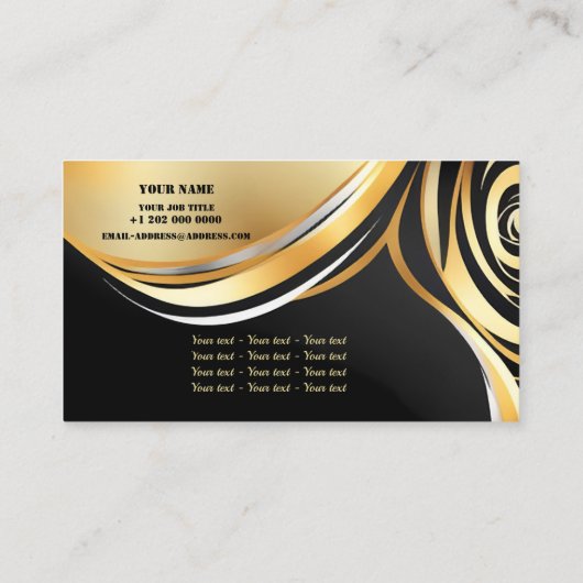 Luxus Gold und Schwarz Visitenkarte (Rückseite)