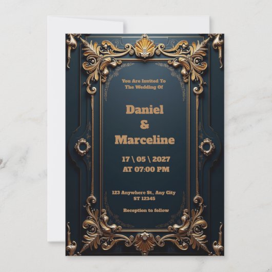 Luxus Gold und Silver Wedding Einladung (Vorderseite)