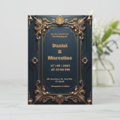 Luxus Gold und Silver Wedding Einladung (Stehend Vorderseite)