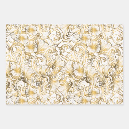 Luxus Gold und Weiß Geschenkpapier Set (Vorderseite)