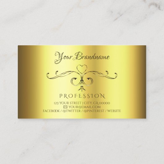 Luxus Gold Verziert Corner Borders with Initials Visitenkarte (Rückseite)