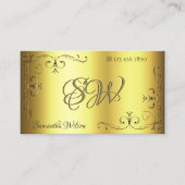 Luxus Gold Verziert Corner Borders with Initials Visitenkarte (Vorderseite)