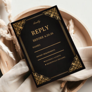 Luxus Gold Verziert Elegant RSVP Karte