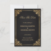 Luxus Gold Verziert Elegant Save The Date (Vorderseite)
