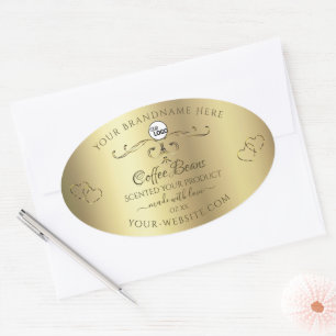 Luxus Gold Verzierte Produktetiketten mit Logo Ovaler Aufkleber