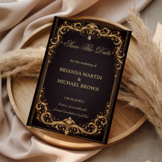 Luxus Gold Verzierter Glanz Save The Date