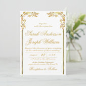 Luxus Gold Vintag & Golden Foil Wedding  Einladung (Stehend Vorderseite)