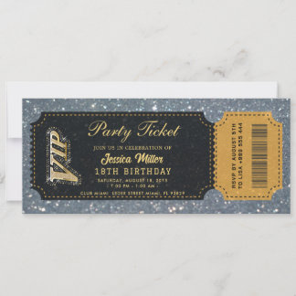 Luxus-Gold-VIP-Party-Ticket-Geburtstags-Einladung Einladung