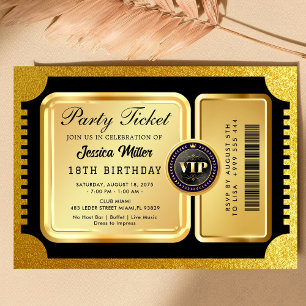 Luxus-Gold-VIP-Party-Ticket-Geburtstagseinladung Einladung