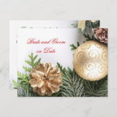 Luxus Gold Weihnachten Winter Rett Dattelkarte Ankündigungspostkarte (Vorne/Hinten)