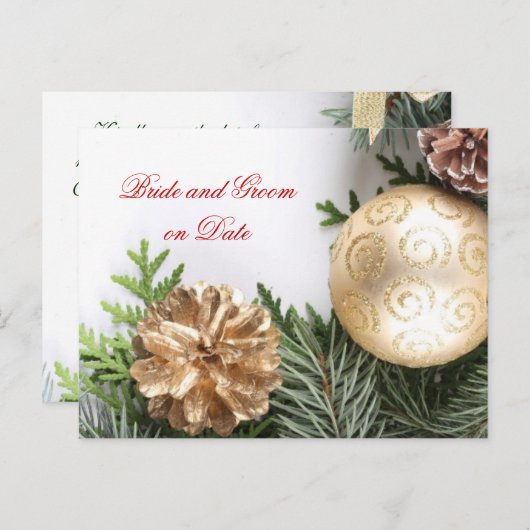 Luxus Gold Weihnachten Winter Rett Dattelkarte Ankündigungspostkarte (Vorne/Hinten)