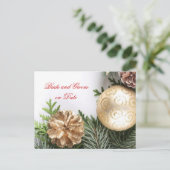 Luxus Gold Weihnachten Winter Rett Dattelkarte Ankündigungspostkarte (Stehend Vorderseite)