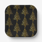 Luxus Gold Weihnachtsbaum Festliche Winterferien Pappteller (Vorderseite)