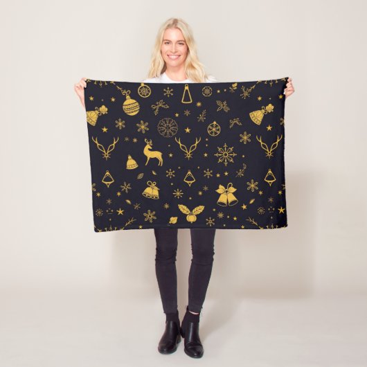 Luxus-Gold-Weihnachtsmuster-Plüschdecke Fleecedecke (Beispiel)
