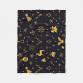 Luxus-Gold-Weihnachtsmuster-Plüschdecke Fleecedecke (Vorderseite)