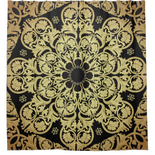 Luxus Gold Wirbel Blumenhintergrund Duschvorhang