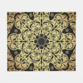 Luxus Gold Wirbel Blumenhintergrund Fleecedecke (Vorderseite (Horizontal))
