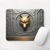 Luxus-Gold-Wolf-Emblem im Metallstil 🐺 Mousepad (Mit Mouse)