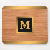 Luxus Gold Wood Modern Mit Monogramm Mousepad (Vorne)