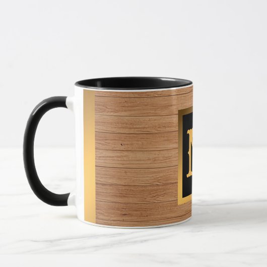 Luxus Gold Wood Modern Mit Monogramm Tasse (Links)