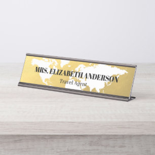 Luxus Gold World Reisebüro Schreibtischnamensplakette
