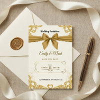 Luxus-Goldband & -Schleife Elegante Hochzeitseinla