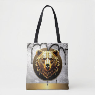 Luxus-Goldbär-Emblem im Metallstil 🐻 Tasche