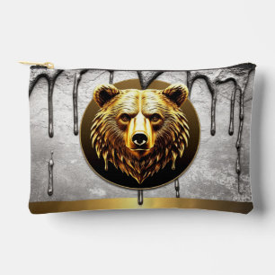 Luxus-Goldbär-Emblem im Metallstil 🐻 Zubehörtasche