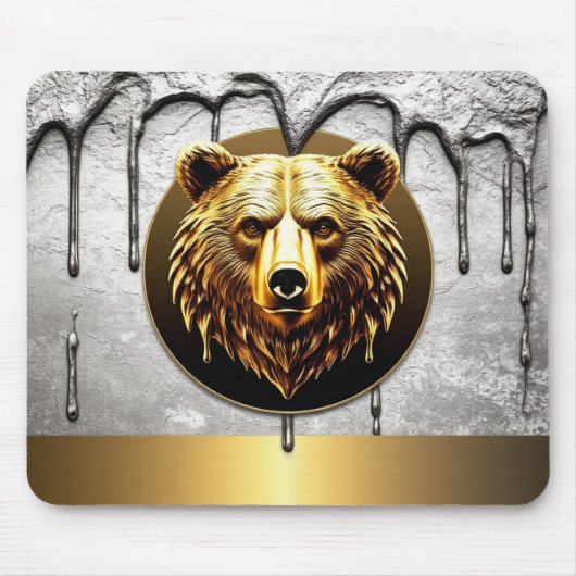 Luxus-Goldbär-Emblem Metall-Stil 🐻 Mousepad (Vorne)
