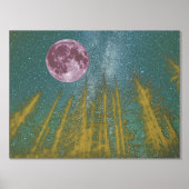 Luxus Goldbaum rosa Mond Galaxie real Foliendrucke (Vorderseite)