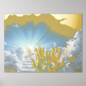 Luxus goldblauer Himmel Wolken Treppe Himmel real Foliendrucke (Vorderseite)