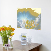 Luxus goldblauer Himmel Wolken Treppe Himmel real Foliendrucke (Ablage(Küche))