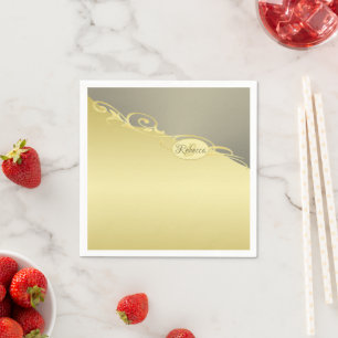 Luxus-Golddekoration auf Gold & Silber, Monogramm, Serviette