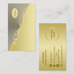 Luxus-Golddekoration auf Gold & Silber, Monogramm Visitenkarte