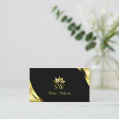 Luxus-Goldecken auf Schwarz mit Monogramm-QR-Code Visitenkarte (Stehend Vorderseite)