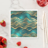 Luxus Golden Beige Swirl Türkis Aquamarin Blau Serviette (Beispiel)