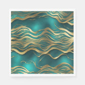 Luxus Golden Beige Swirl Türkis Aquamarin Blau Serviette (Vorderseite)