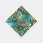 Luxus Golden Beige Swirl Türkis Aquamarin Blau Serviette (Ecke)