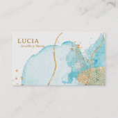Luxus Golden Blue Lake Business Card Visitenkarte (Vorderseite)