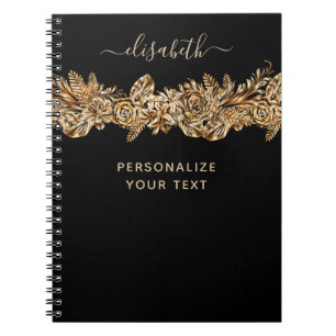 Luxus Golden Blume Elegante Elegante Eleganz Klass Notizblock