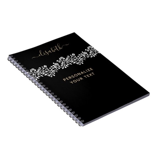 Luxus Golden Blume Elegante Elegante Eleganz Klass Notizblock (Rechte Seite)