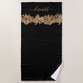 Luxus Golden Blume Elegante Elegante Eleganz Klass Strandtuch