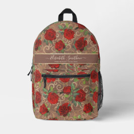 Luxus Golden Blume Elegante Klasse Taupe Custom Bedruckter Rucksack